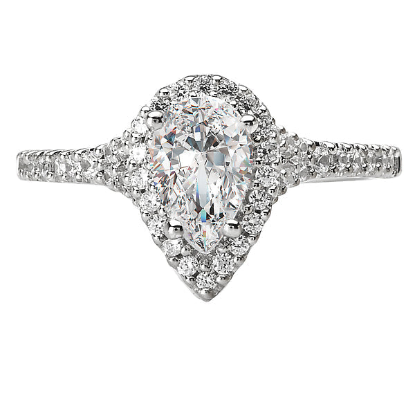 Pear Halo Semi-Mount Diamond Ring