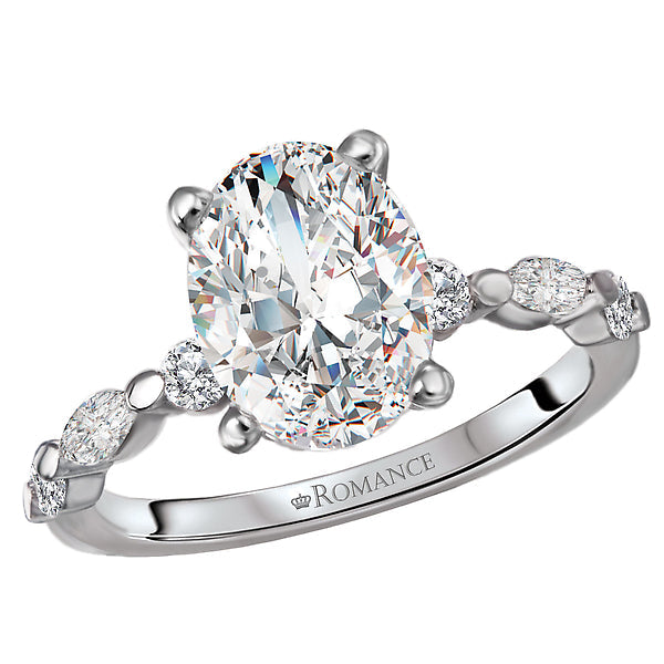 Oval Semi-Mount Diamond Engagement Ring