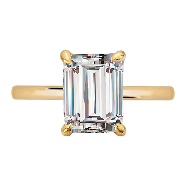 Emerald Diamond Hidden Halo Engagement Ring