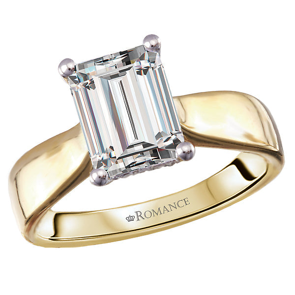 Emerald Diamond Semi-Mount Hidden Halo Engagement Ring