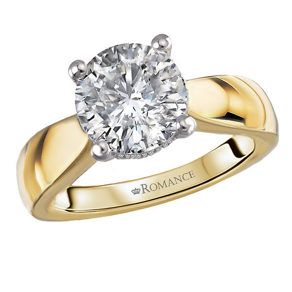 Round Diamond Semi-Mount Hidden Halo Engagement Ring