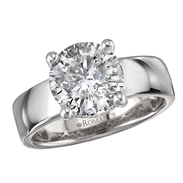 Round Bold Band Semi-Mount Diamond Engagement Ring