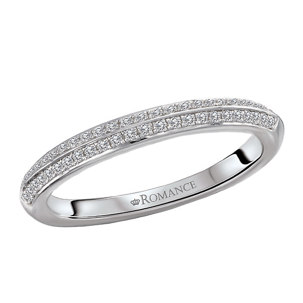 Round Straight Two Row Diamond Wedding Band