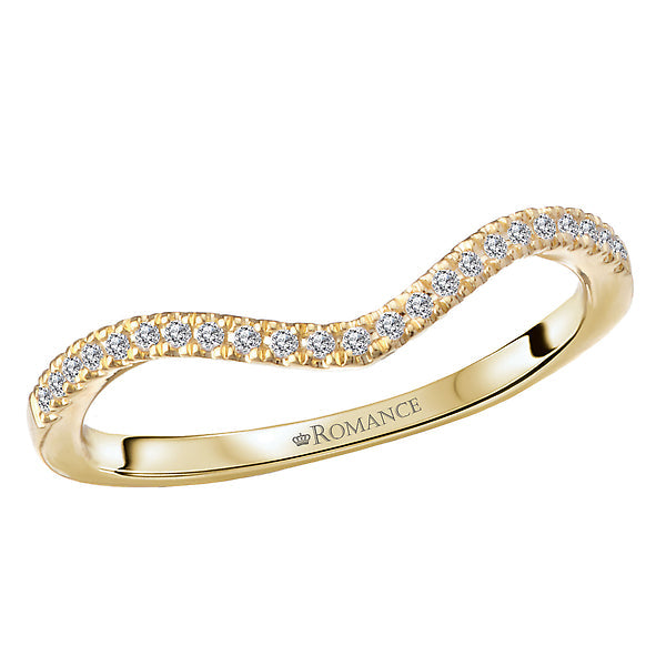 Round Curved Front Diamond Wedding Band
