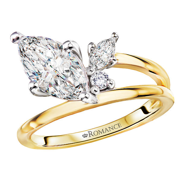 Marquise Half Split-Shank Semi-Mount Diamond Engagement Ring