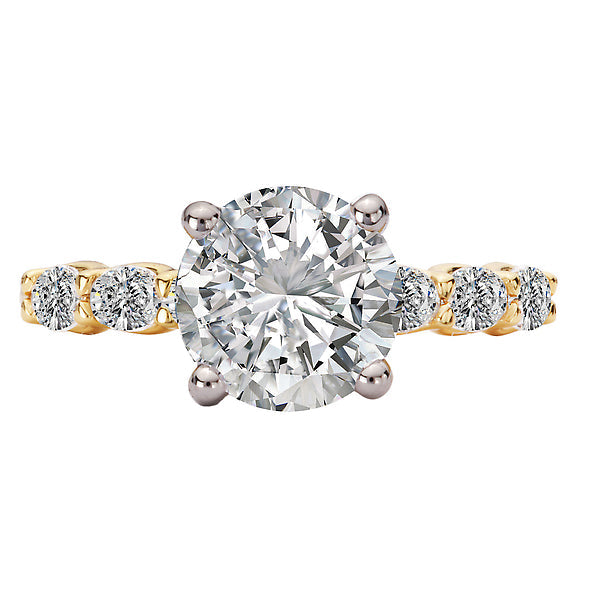 Round 4 Prong Peg Head Semi-Mount Diamond Engagment Ring