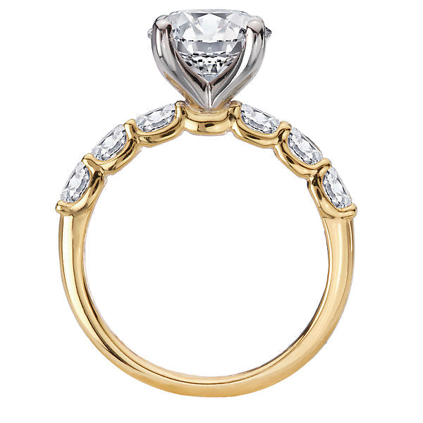 Round 4 Prong Peg Head Semi-Mount Diamond Engagment Ring