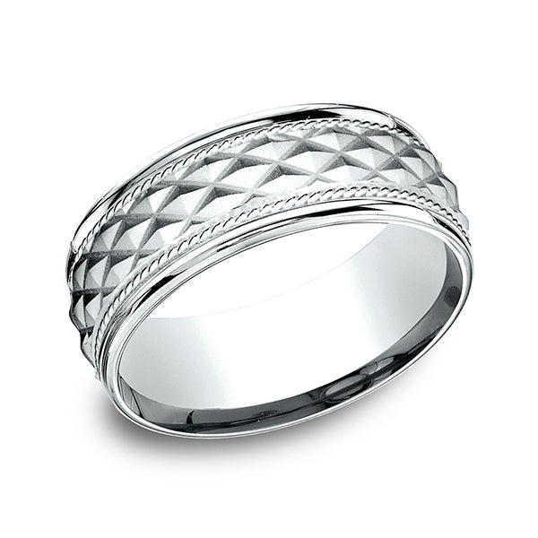 14K White Gold Men's Wedding Band - CF158040