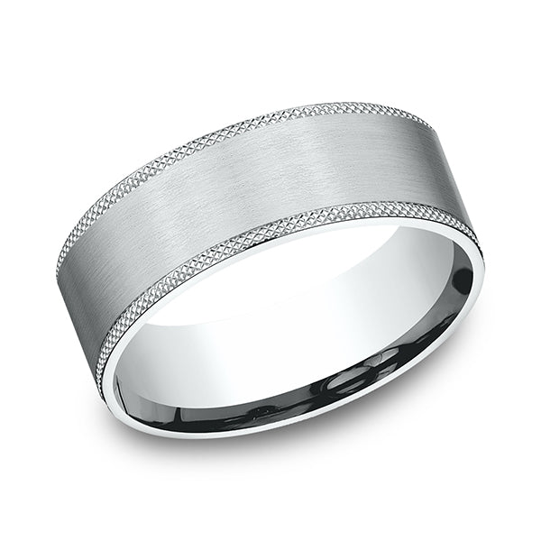 14K White Gold Men's Wedding Band - CF188749