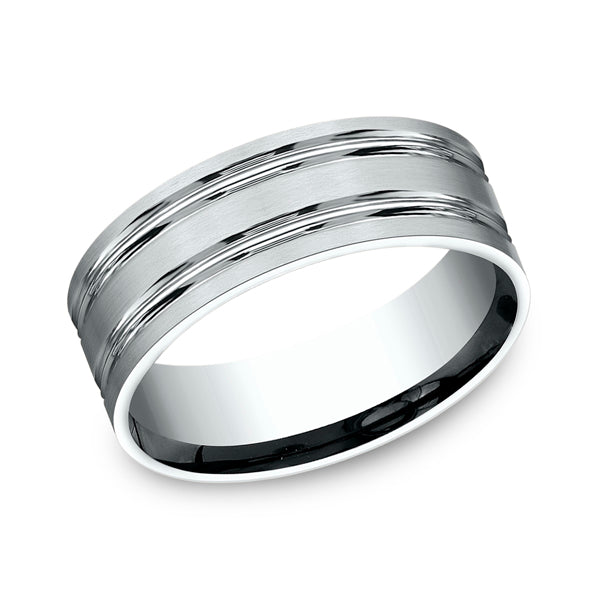 14K White Gold Men's Wedding Band - CF684231