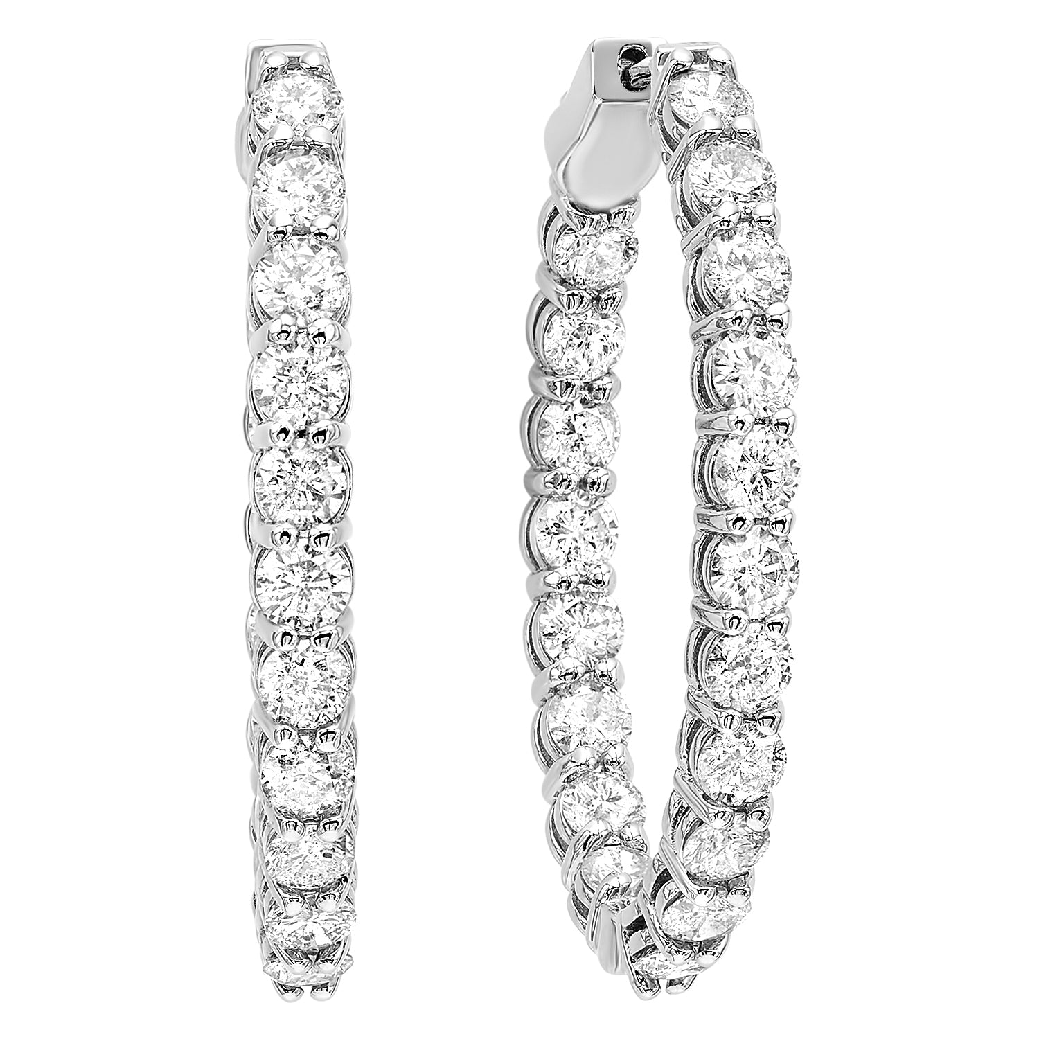 diamond inside out oval hoop earrings in 14k white gold (1ctw)