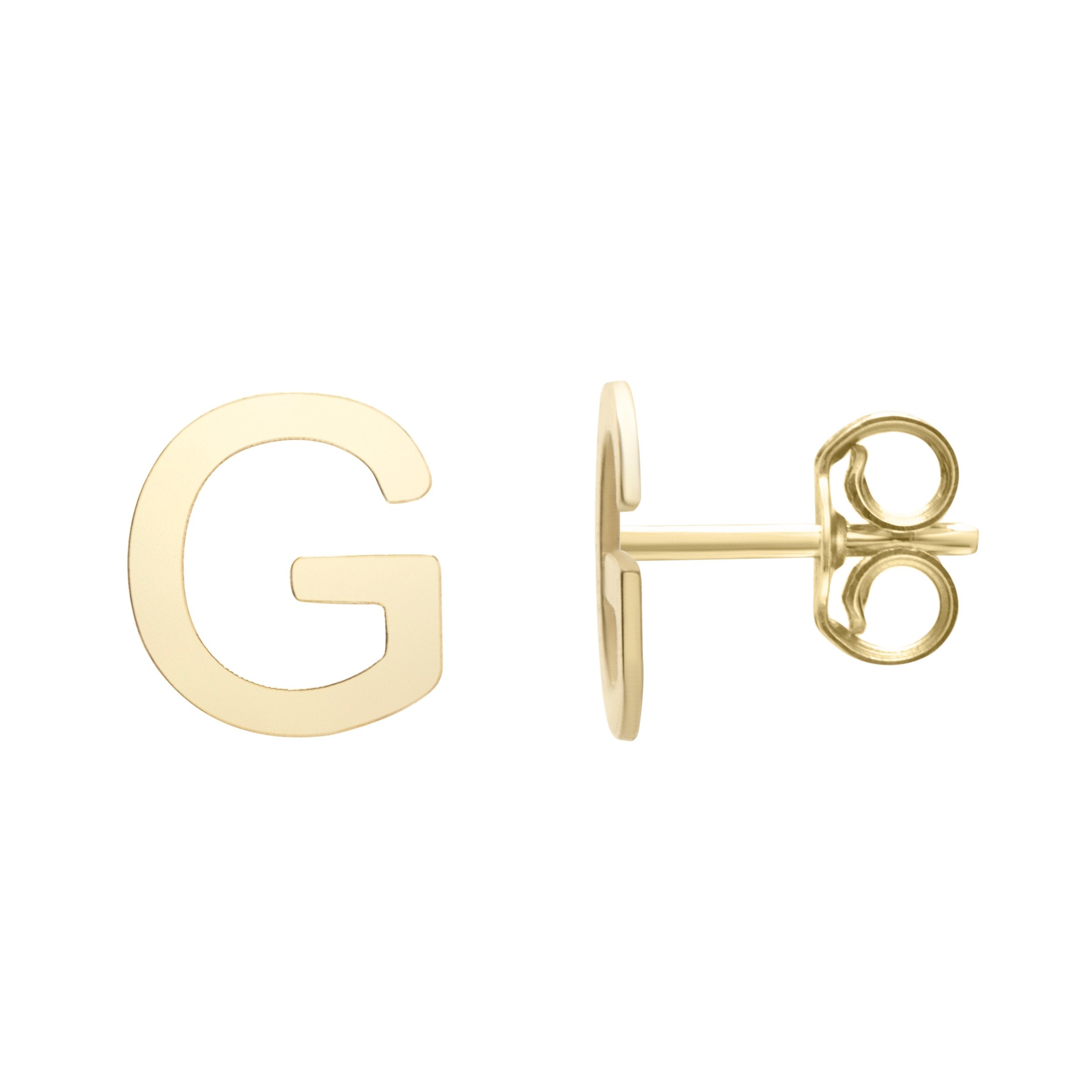 Polished Initial-G Post Earring with Push Back Clasp