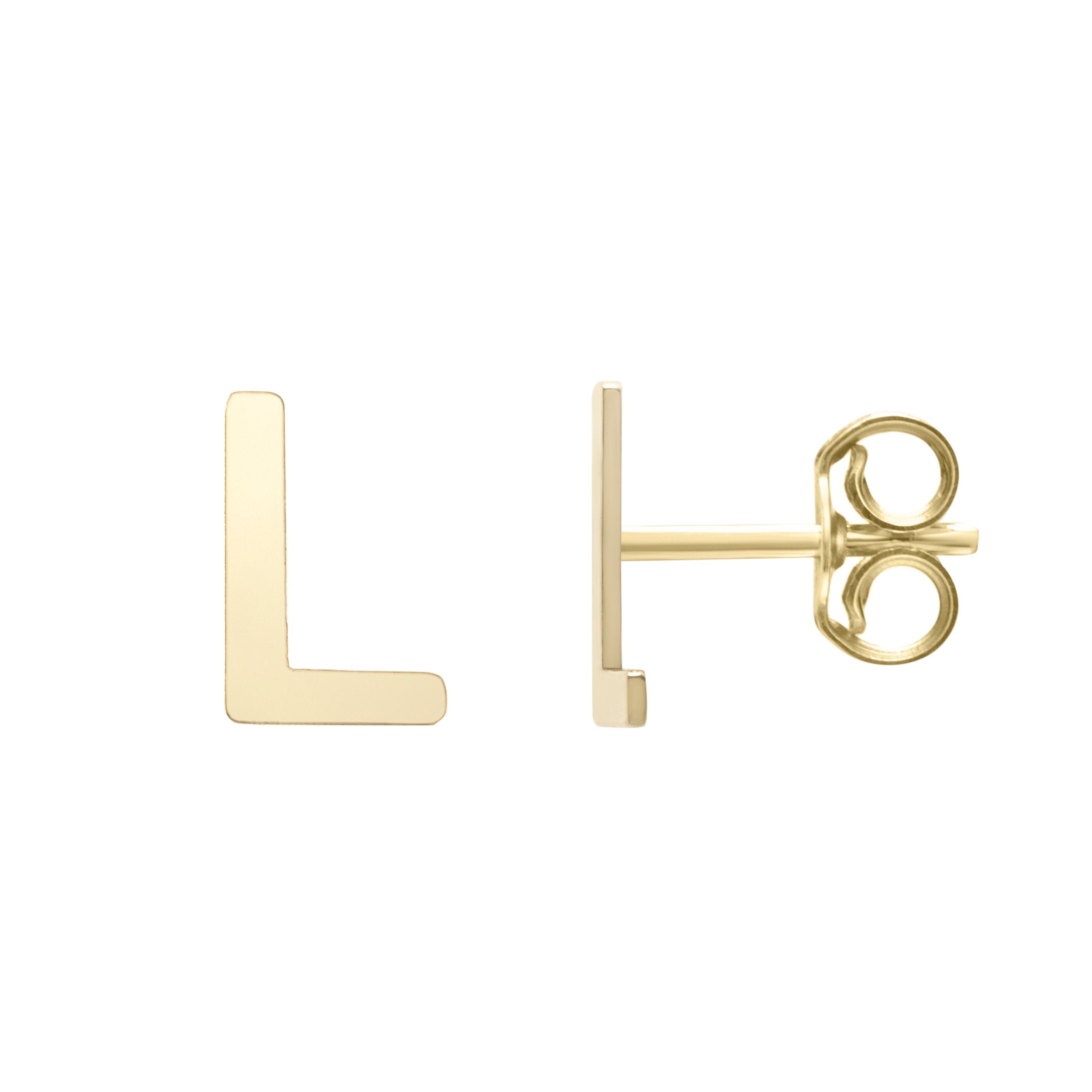 Polished Initial-L Post Earring with Push Back Clasp