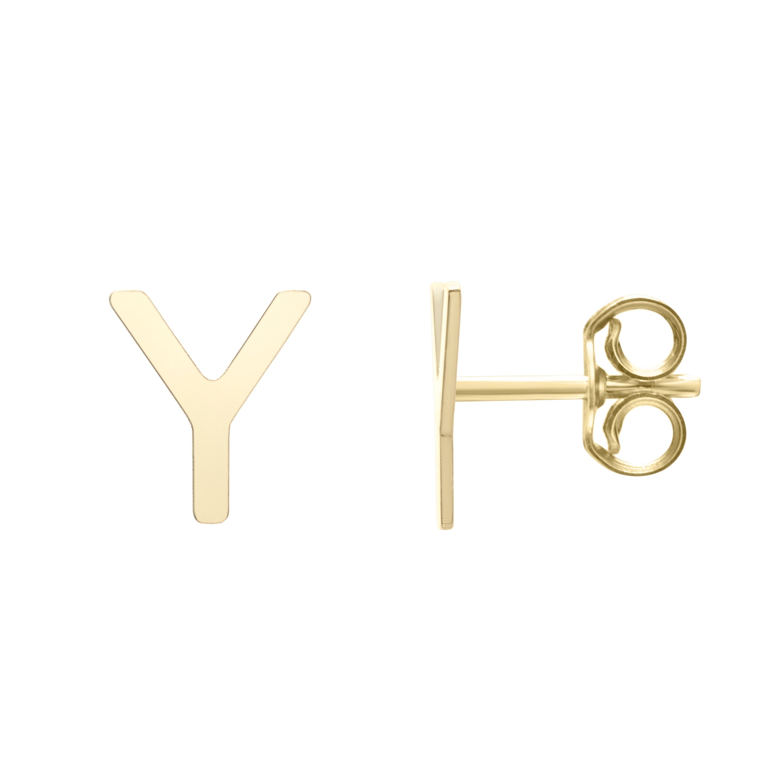 Polished Initial-Y Post Earring with Push Back Clasp