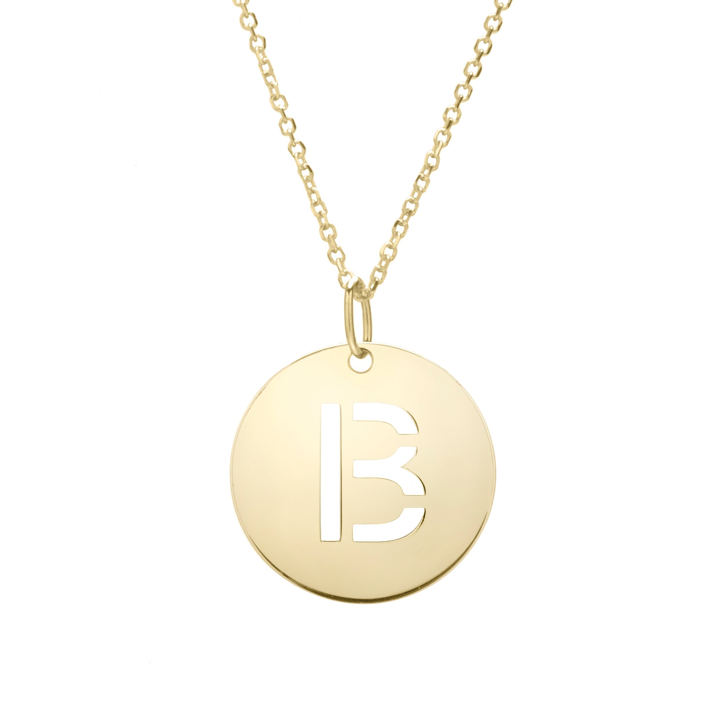 Polished Initial-B Pendant on 14kt Yellow Gold Extendable Classic Cable Chain with Lobster Clasp