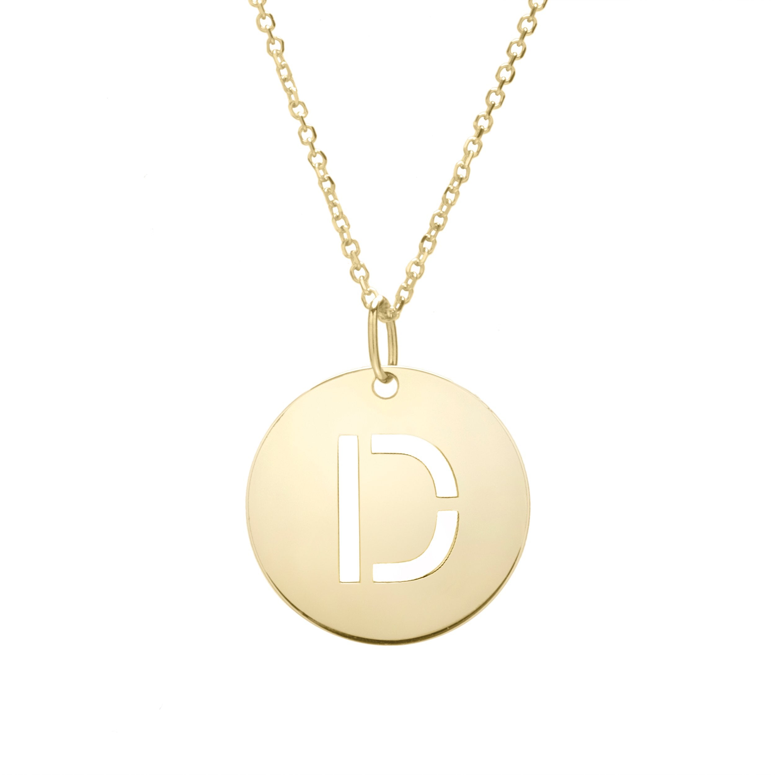 Polished Initial-D Pendant on 14kt Yellow Gold  Extendable Classic Cable Chain with Lobster Clasp