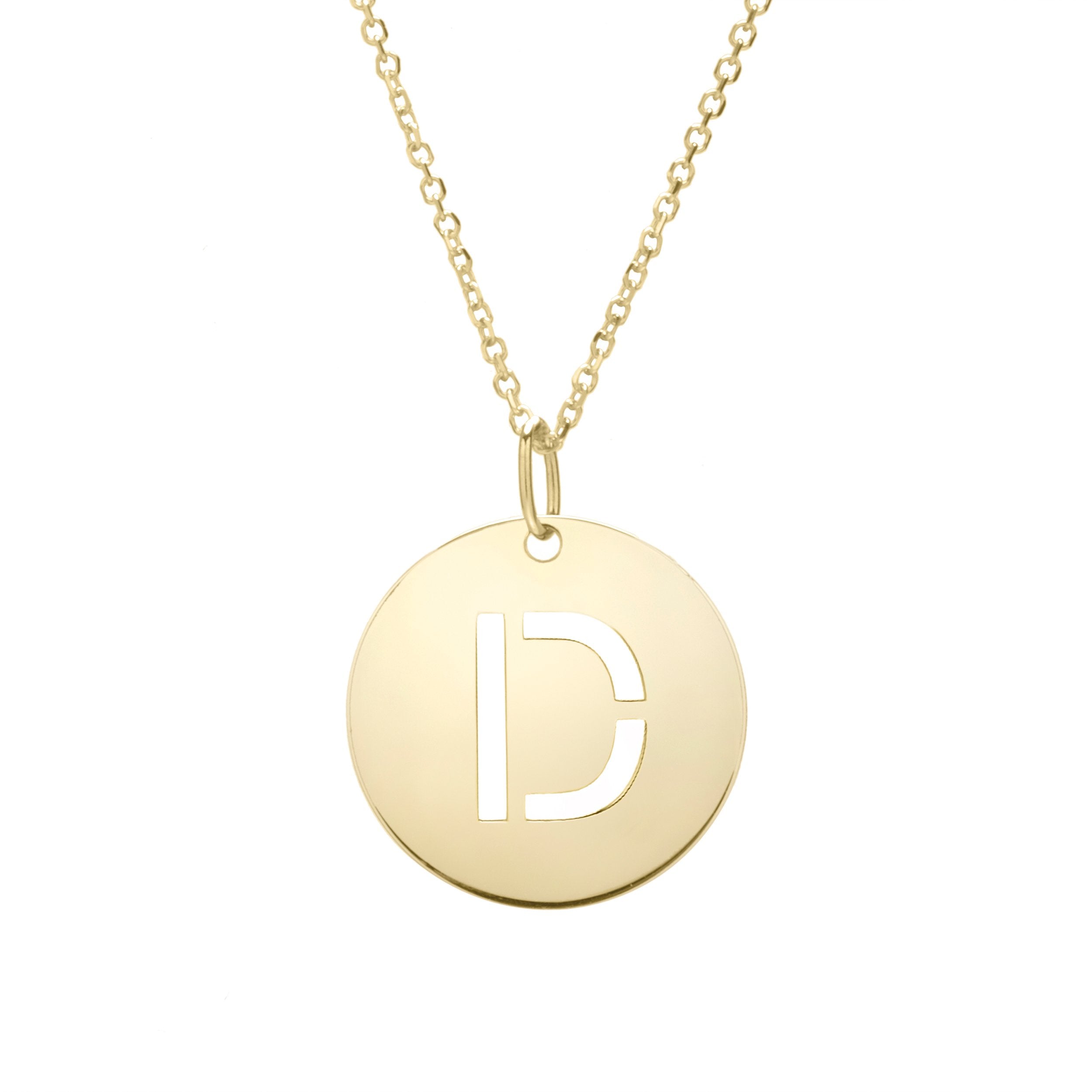 Polished Initial-D Pendant on 14kt Yellow Gold Extendable Classic Cable Chain with Lobster Clasp