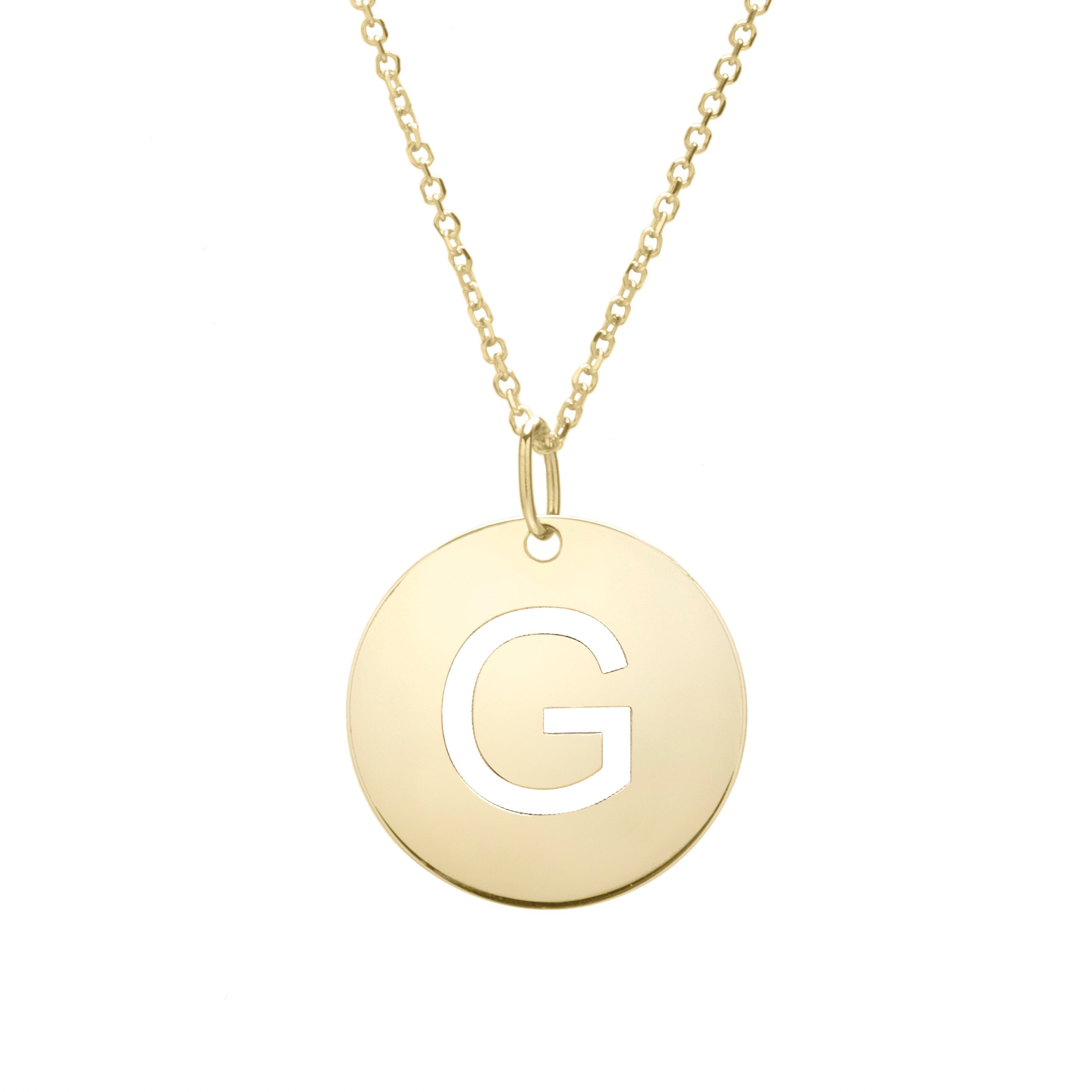 Polished Initial-G Pendant on 14kt Yellow Gold Extendable Classic Cable Chain with Lobster Clasp