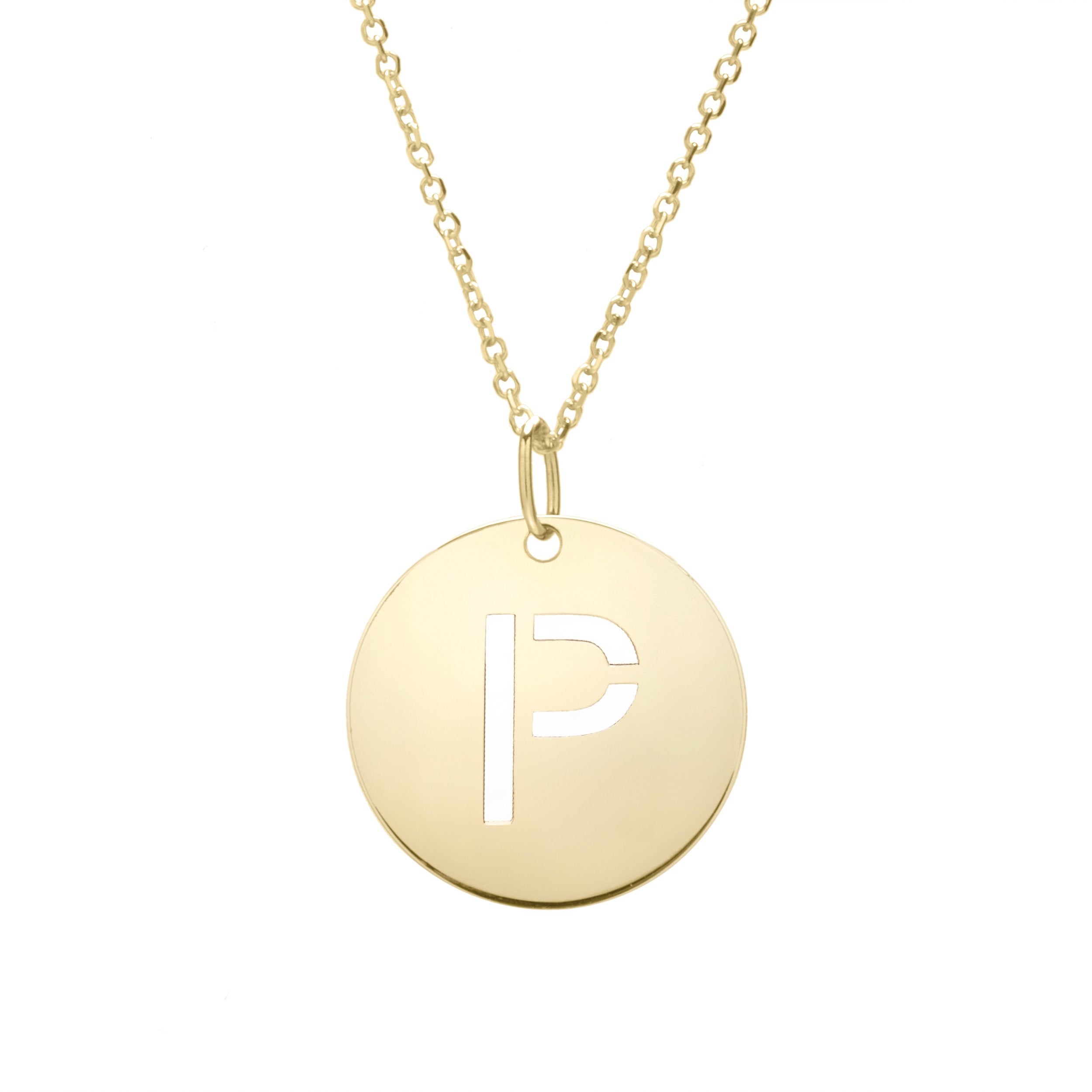 Polished Initial-P Pendant on 14kt Yellow Gold Extendable Classic Cable Chain with Lobster Clasp