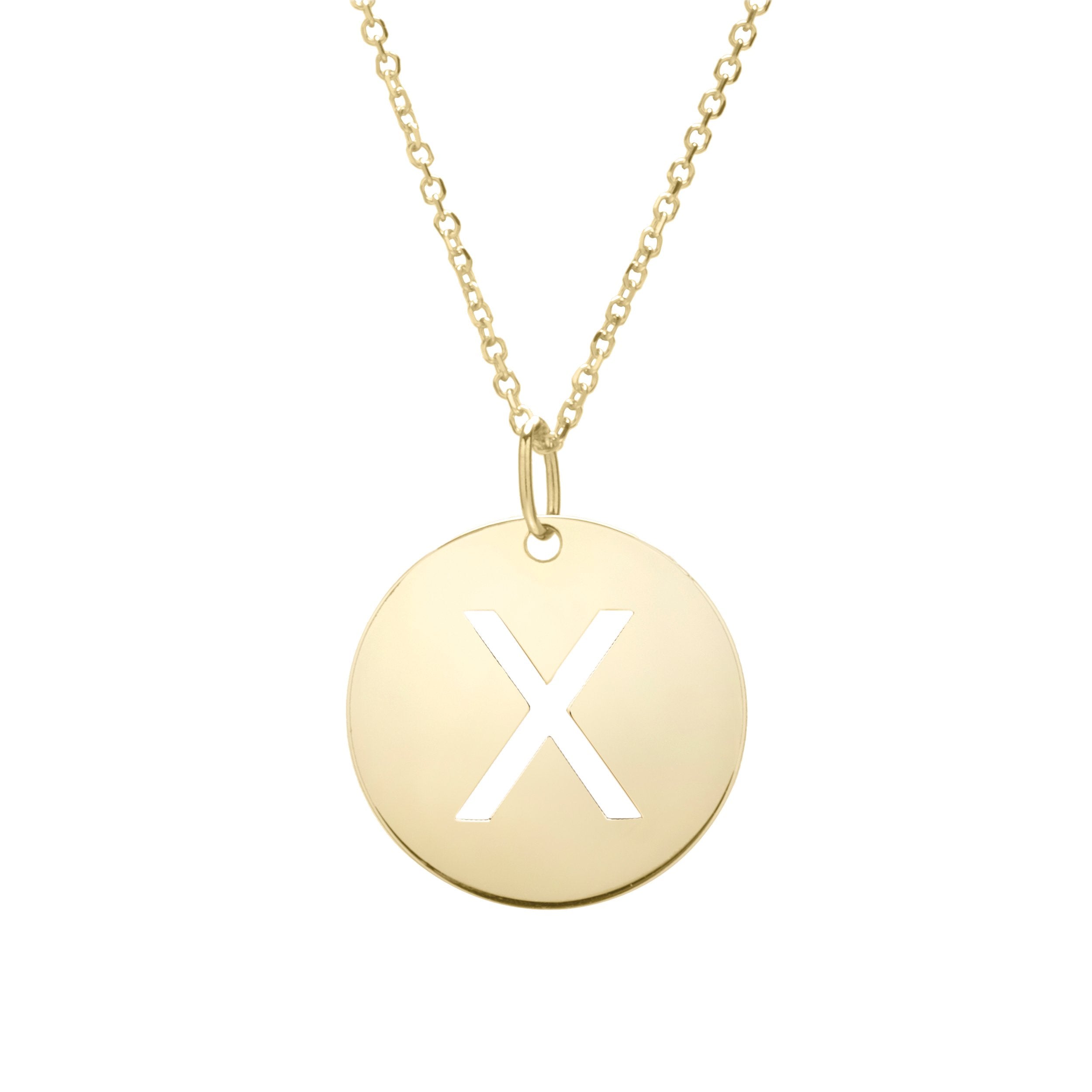 Polished Initial-X Pendant on 14kt Yellow Gold  Extendable Classic Cable Chain with Lobster Clasp