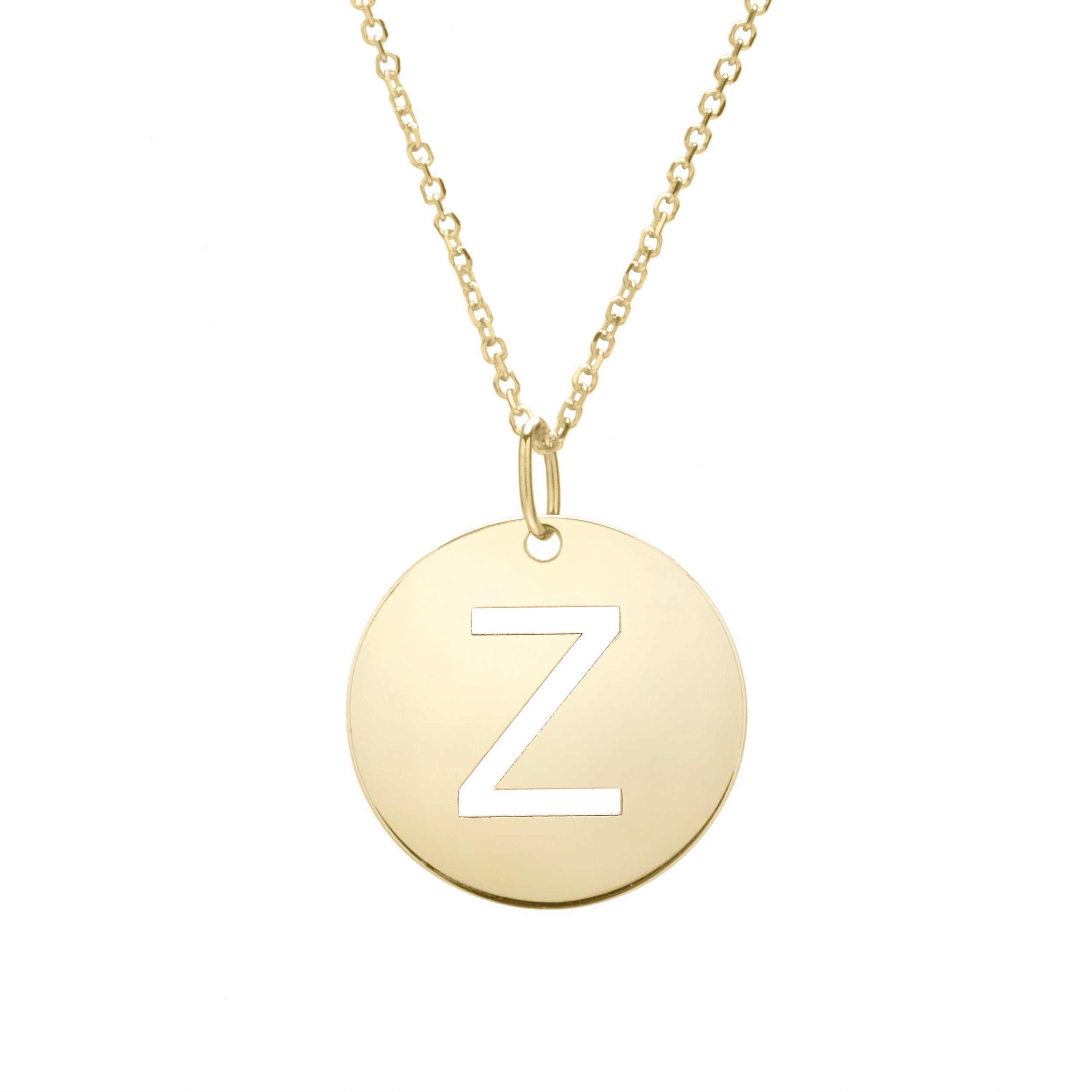 Polished Initial-Z Pendant on 14kt Yellow Gold Extendable Classic Cable Chain with Lobster Clasp