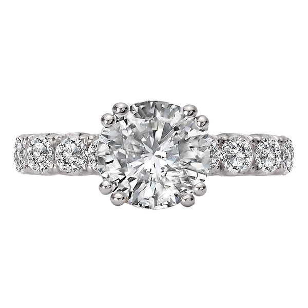 Round 8-Stone Semi-Mount Diamond Engagement Ring