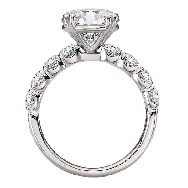 Round 8-Stone Semi-Mount Diamond Engagement Ring