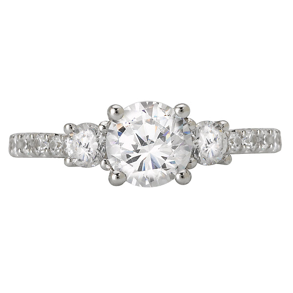 Round 3 Stone Semi-Mount Diamond Ring