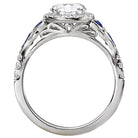 Round Sapphire and Diamond Semi-Mount Ring