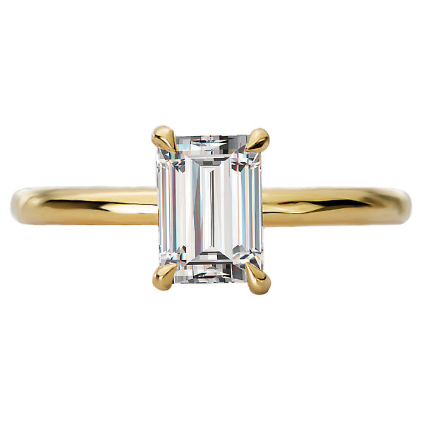 Emerald Diamond Hidden Halo Engagement Ring