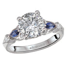 Round Diamond and Sapphire Semi-Mount Engagement Ring