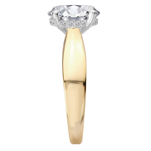 Oval Diamond Semi-Mount Hidden Halo Engagement Ring