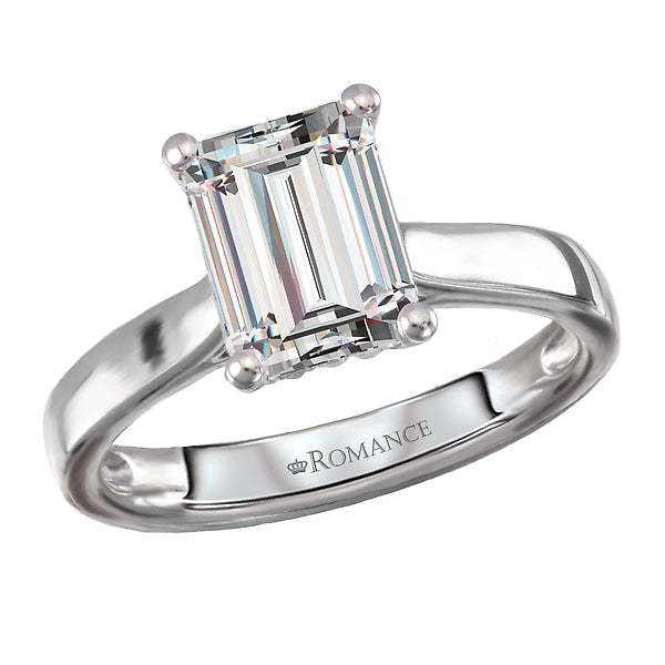 Emerald Hidden Halo Semi-Mount Diamond Engagement Ring