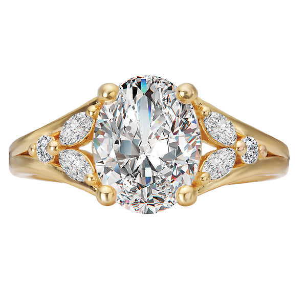 Oval Split Shank Semi-Mount Diamond Engagement Ring