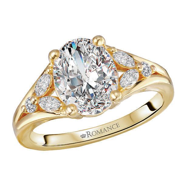 Oval Split Shank Semi-Mount Diamond Engagement Ring