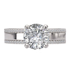 Round Wide Band Semi-Mount Diamond Engagement Ring