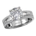 Round Wide Band Semi-Mount Diamond Engagement Ring