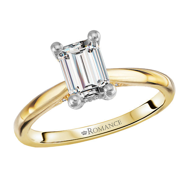 Emerald Hidden Halo Semi-Mount Diamond Engagement Ring