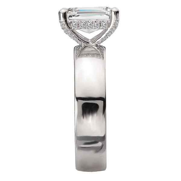 Emerald Bold Band Semi-Mount Diamond Engagement Ring