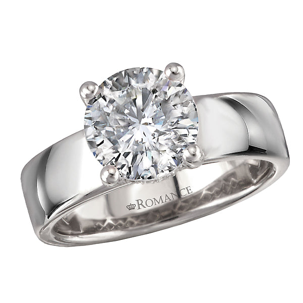 Round Bold Band Semi-Mount Diamond Engagement Ring