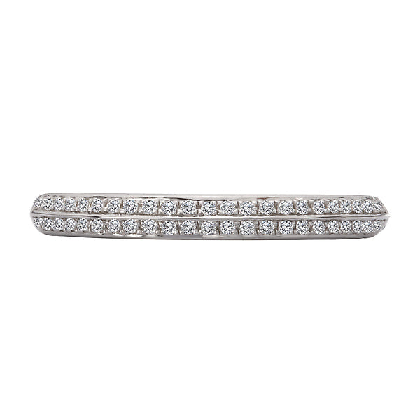 Round Straight Two Row Diamond Wedding Band