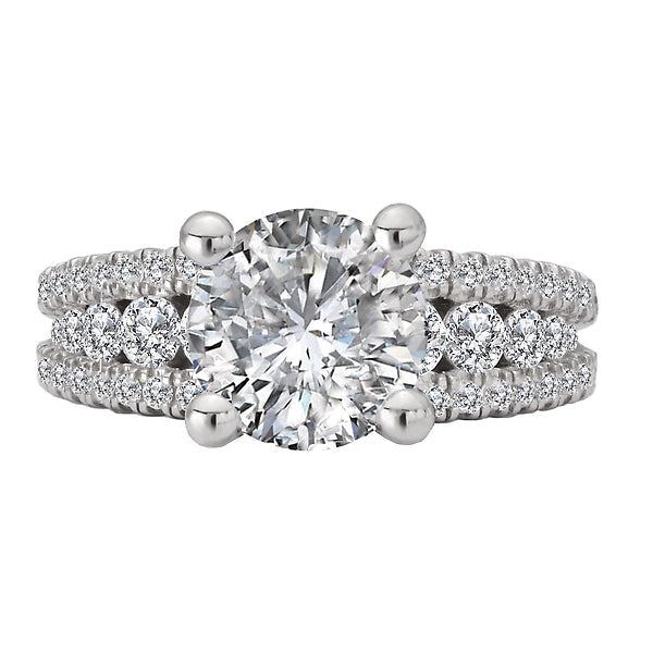 Round Split Row Semi-Mount Engagement Ring