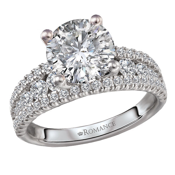 Round Split Row Semi-Mount Engagement Ring