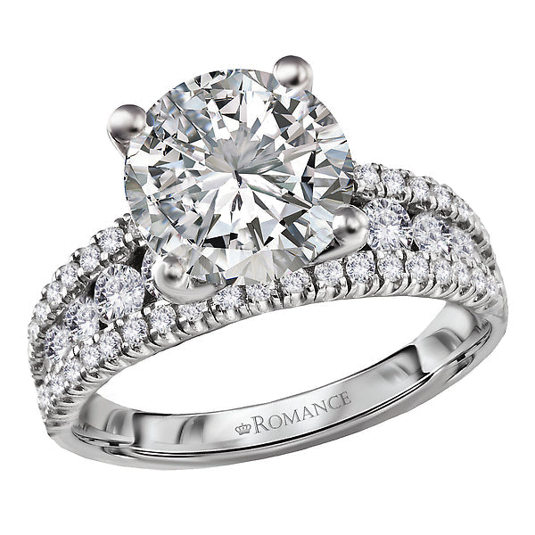 Round Split Row Semi-Mount Engagement Ring