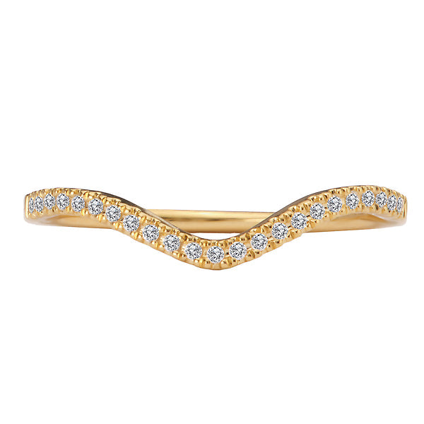 Round Curved Front Diamond Wedding Band