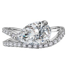 Pear Semi-Mount Diamond Wave Band Engagement Ring