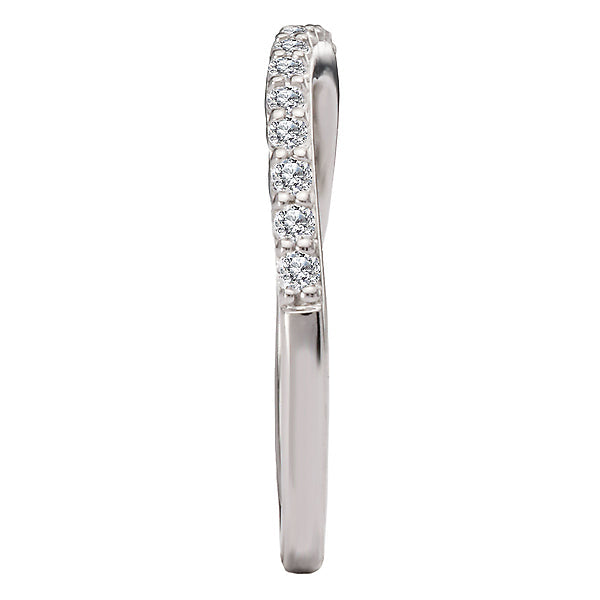 Round Curved Diamond Wedding Band