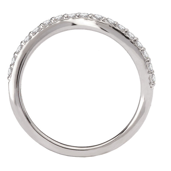 Round Curved Diamond Wedding Band