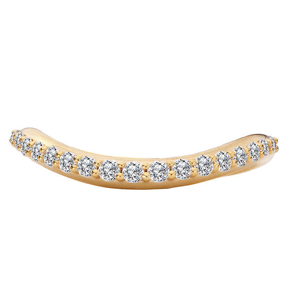 Round Curved Front Diamond Wedding Band
