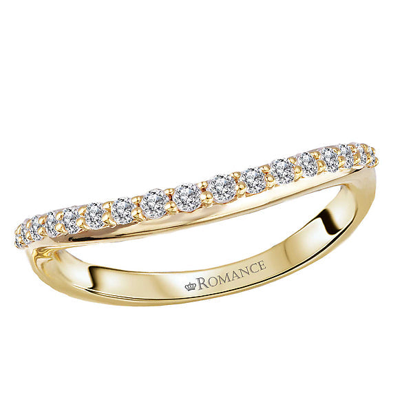 Round Curved Front Diamond Wedding Band